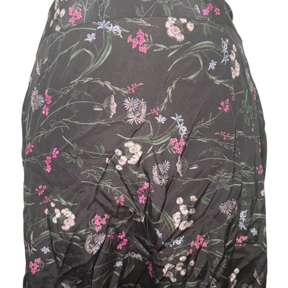 Amour Vert Ollie Silk Midi Skirt Caroline Black Floral M - Picture 3 of 6